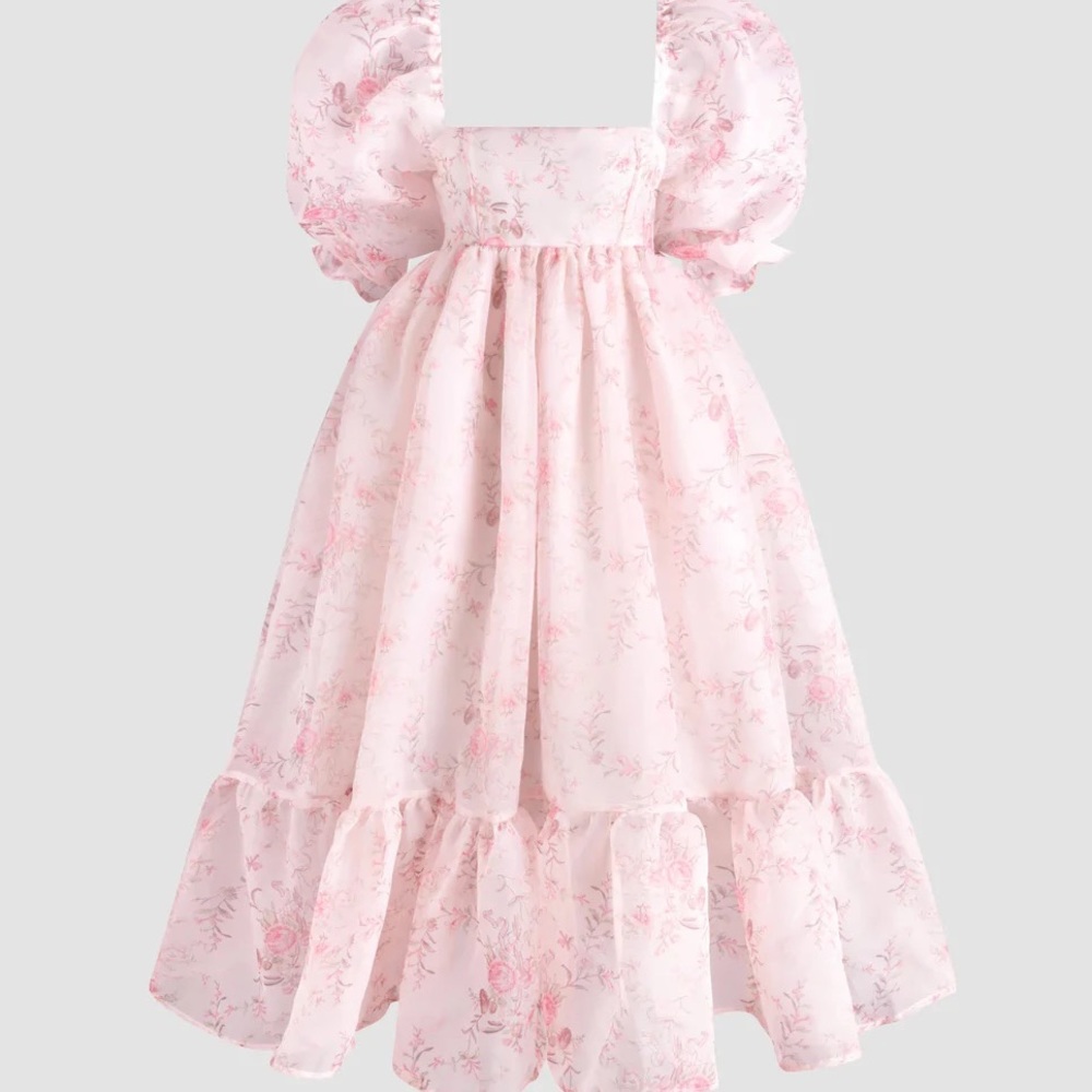 Floral Pink Puff Dress / Large / NWT / Never worn